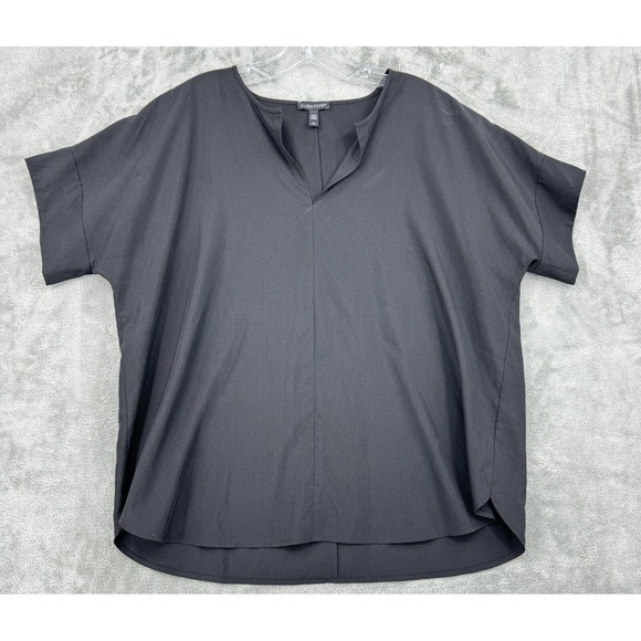 Eileen Fisher Blouse Small Lagenlook Minimalist Casual Classic High Low Boxy - Picture 1 of 10